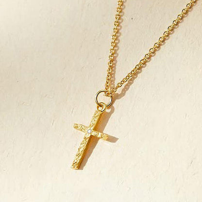 14k Initial Necklace + FREE Cross Necklace