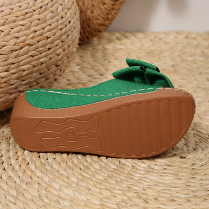 Liora Bow Platform Wedge Slide Sandals