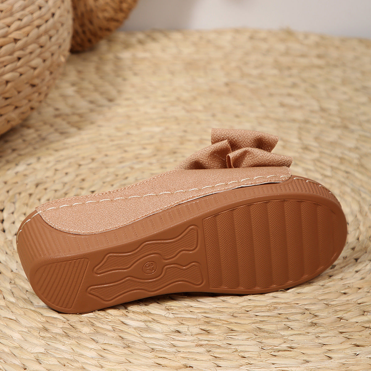 Liora Bow Platform Wedge Slide Sandals