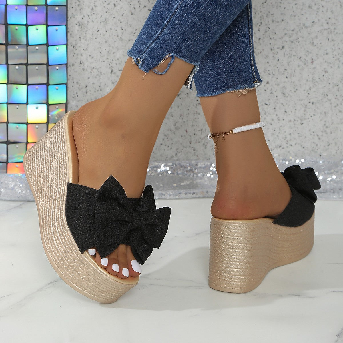 BowBella Chunky Platform Wedge Sandals