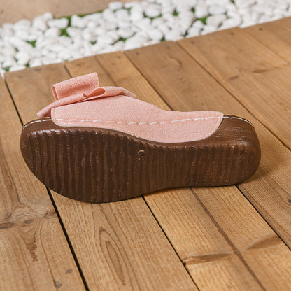 Liora Bow Platform Wedge Slide Sandals
