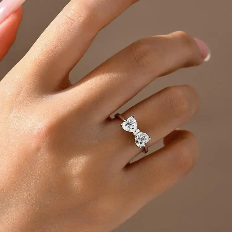 S925 Moissanite Feminine Bow Ring