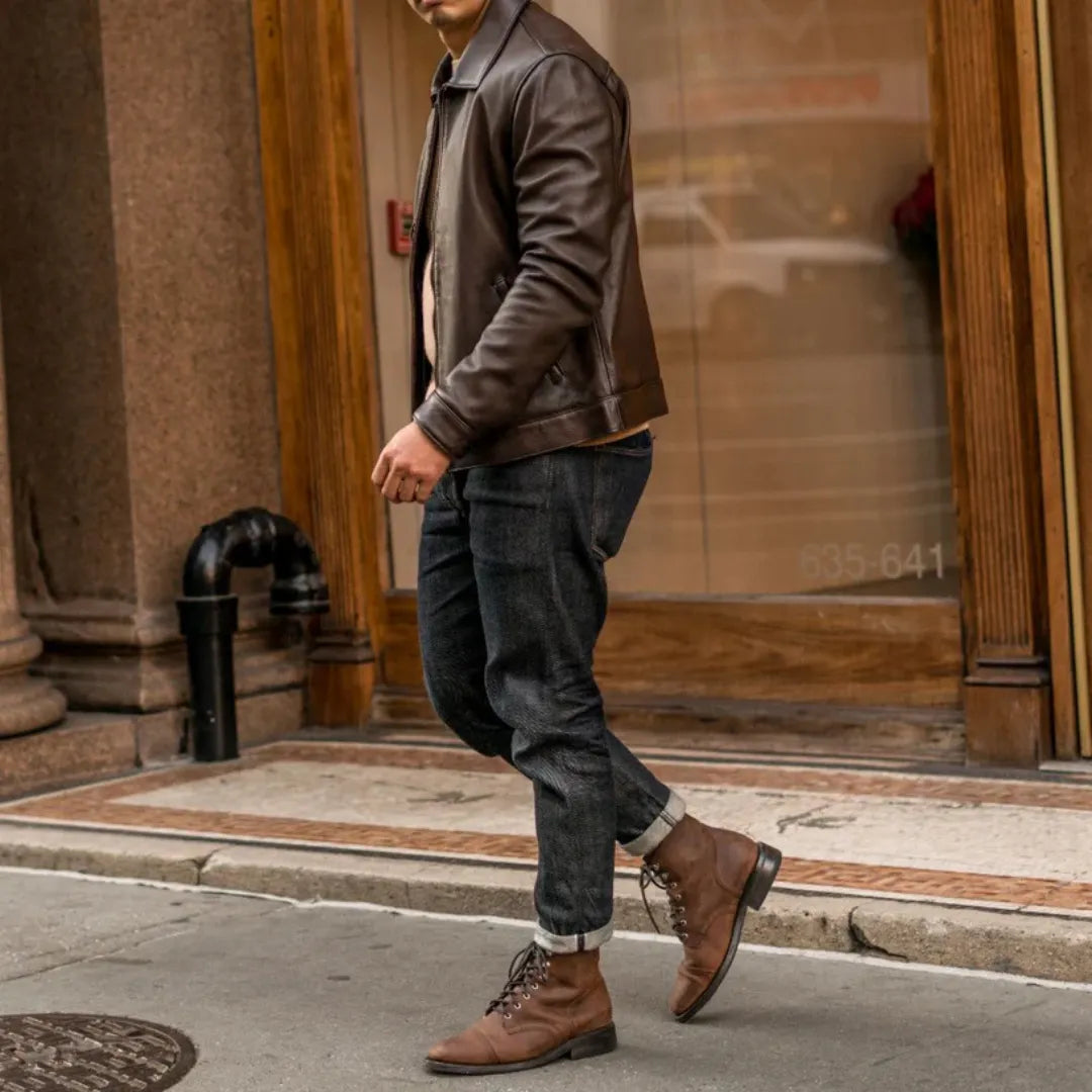 Men's Premium Classic Leather Jacket — Image 3 — Allury Wear UK