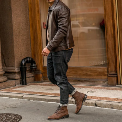 Men's Premium Classic Leather Jacket — Image 3 — Allury Wear UK