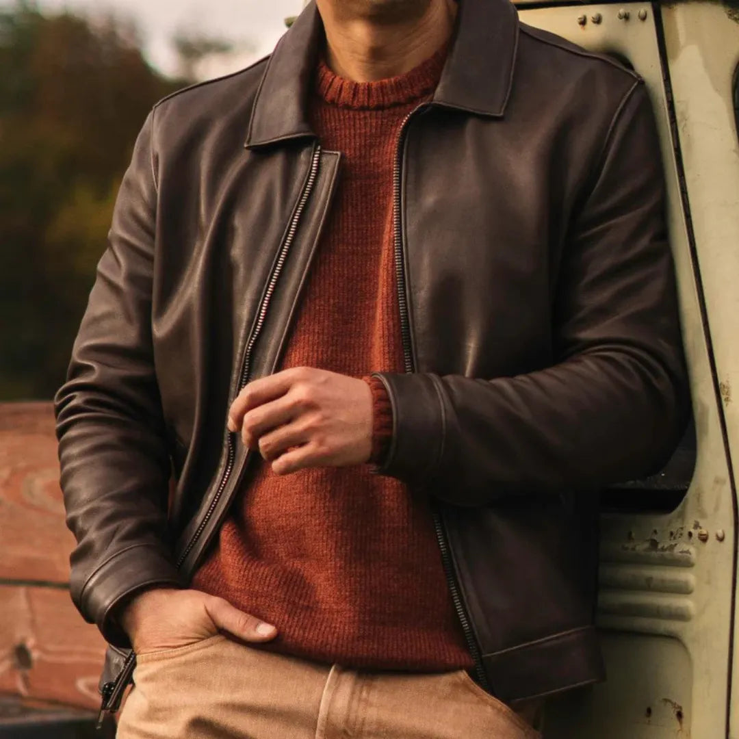 Men's Premium Classic Leather Jacket — Image 4 — Allury Wear UK