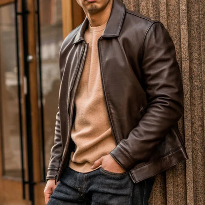 Men's Premium Classic Leather Jacket — Image 2 — Allury Wear UK