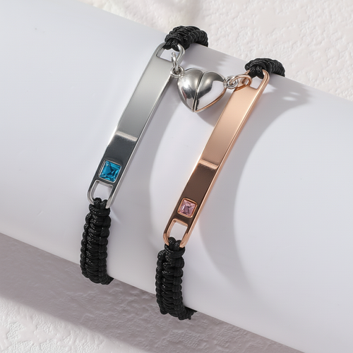 Personalized Magnetic Heart Love Bracelet Set