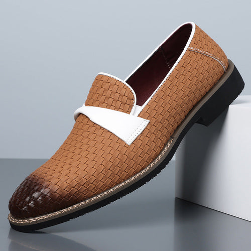 Woven Leather Slip-On Loafers