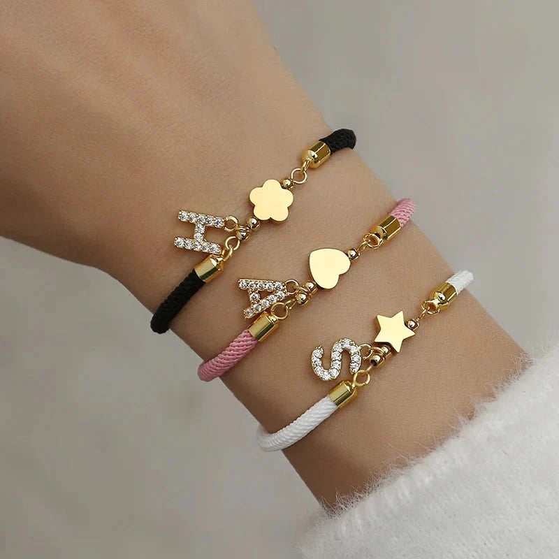Adjustable Shape Letter Initial Bracelets